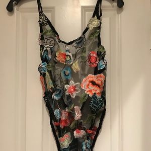 Floral mesh bodysuit
